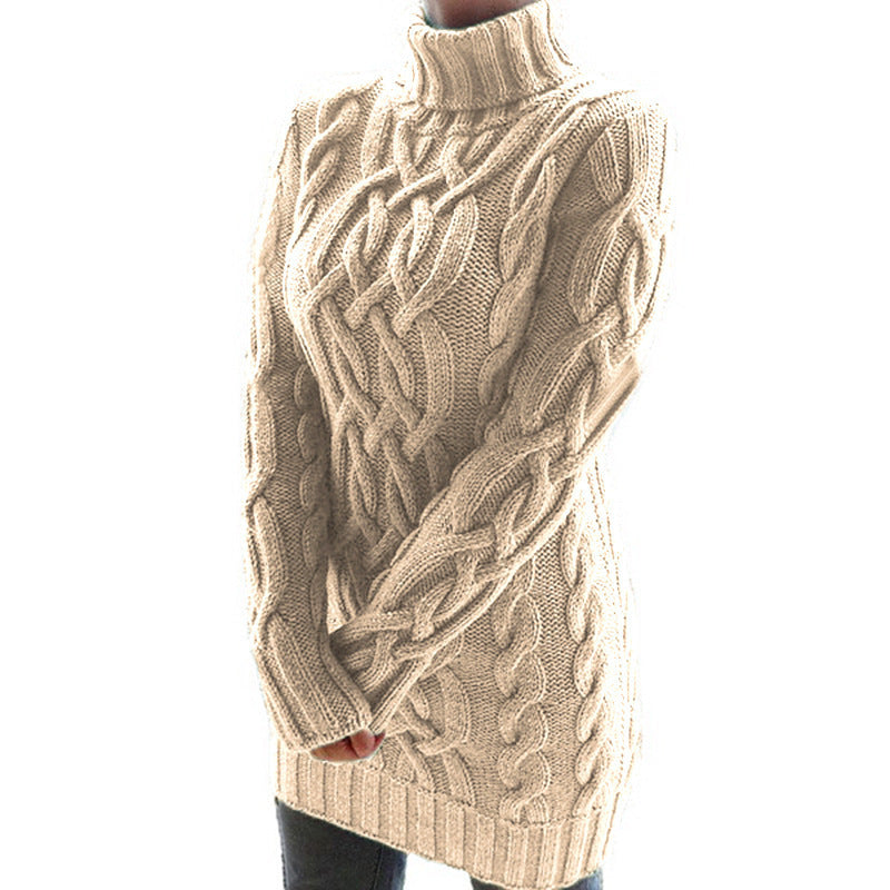 Women's Cable Knit Turtleneck Mini Sweater Dress - Virella