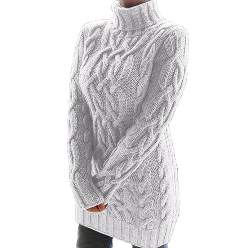 Women's Cable Knit Turtleneck Mini Sweater Dress - Virella