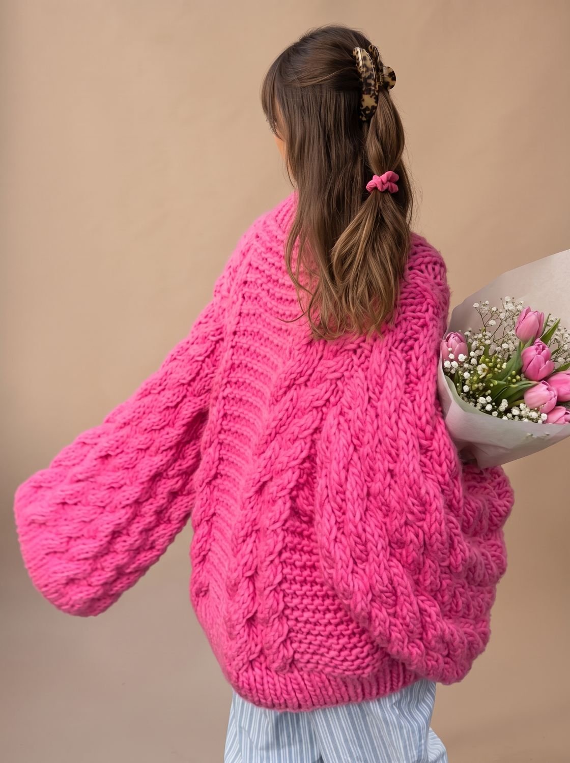 Women's Oversized Chunky Cable Knit Sweater - Ambrose