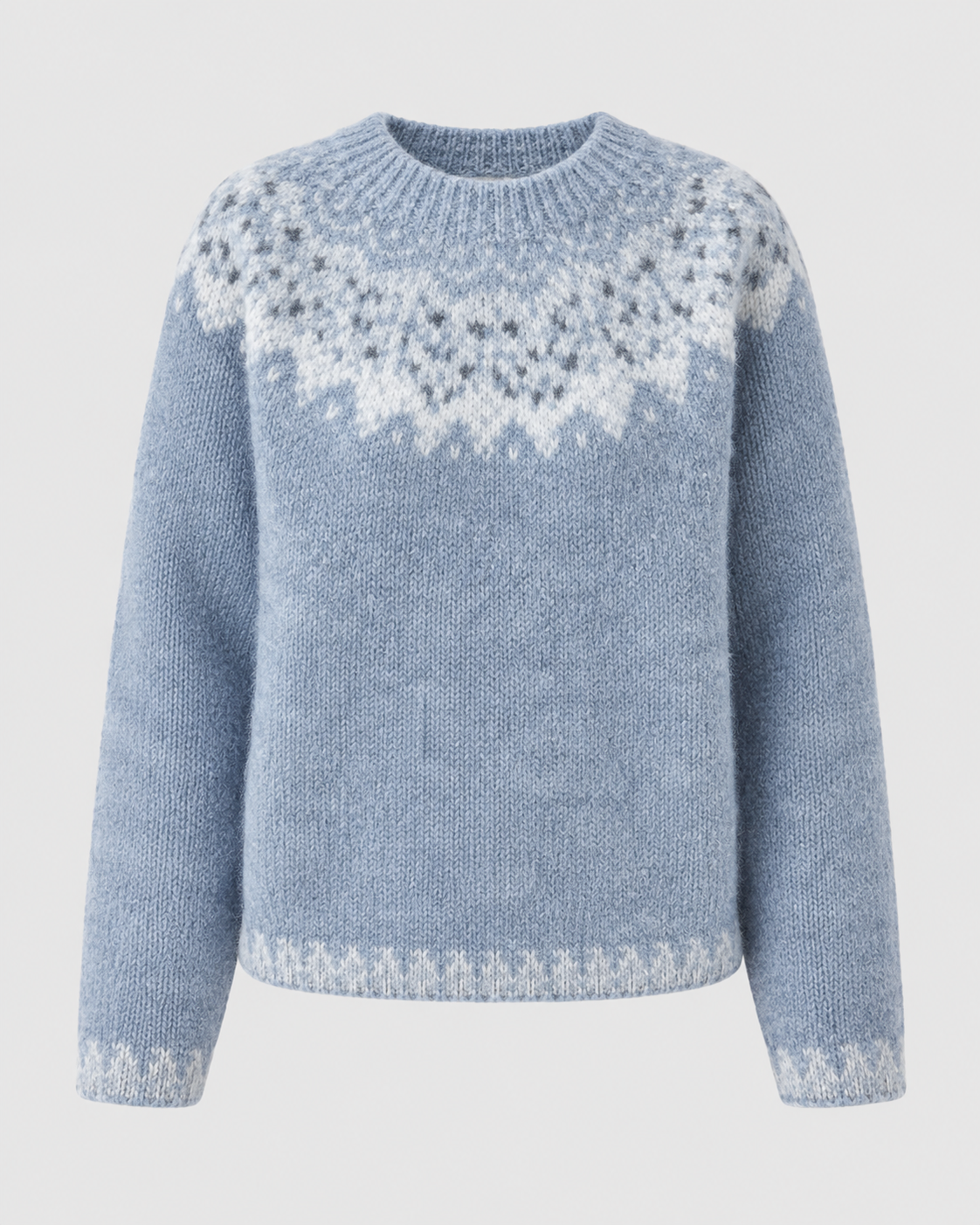 Women's Fair Isle Sweater, Snowflake Yoke and Raglan Sleeves