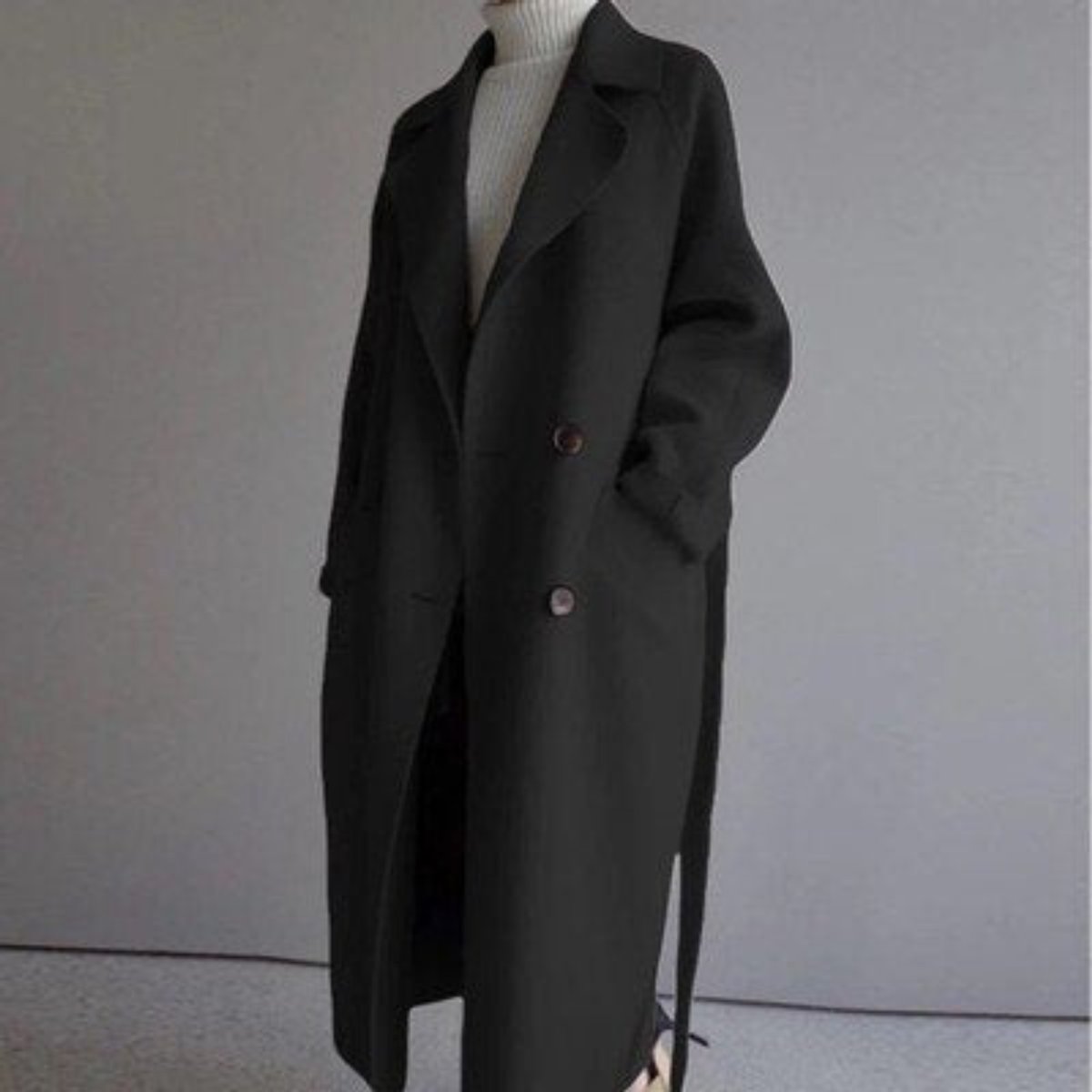 Women's Longline Double-Breasted Wool Trench Coat