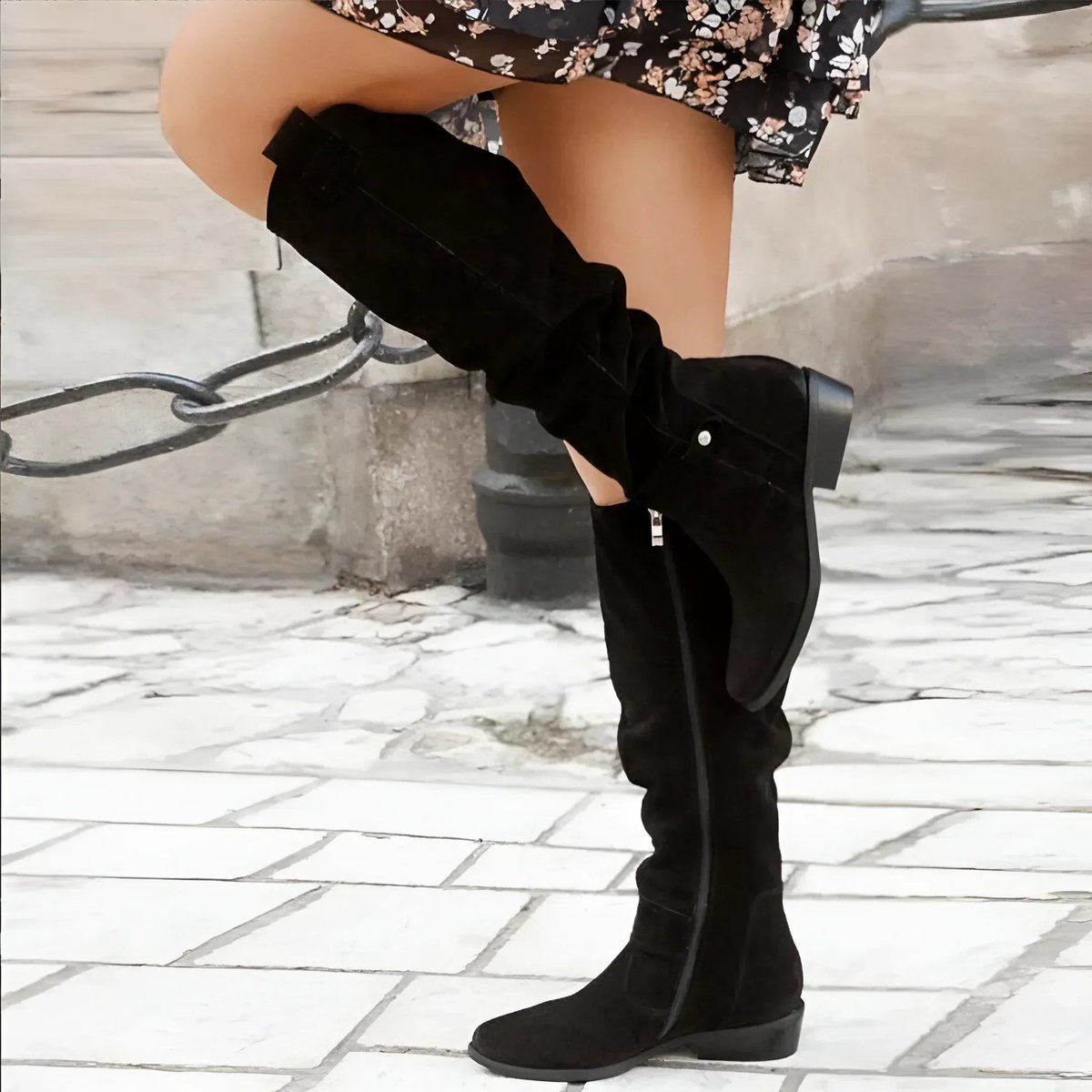 Phoebe | Women's Faux-Suede Slouch Knee-High Boots