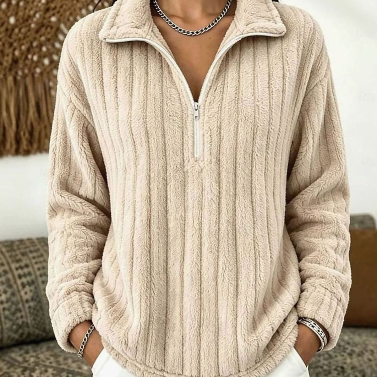 Freya | Ribbed Quarter-Zip Fleece