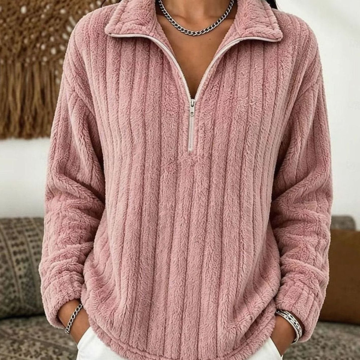 Freya | Ribbed Quarter-Zip Fleece