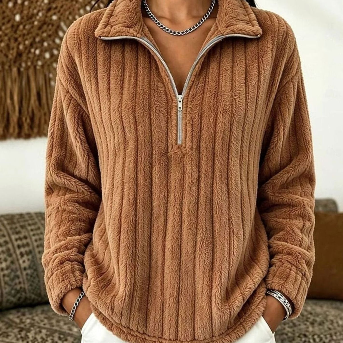 Freya | Ribbed Quarter-Zip Fleece