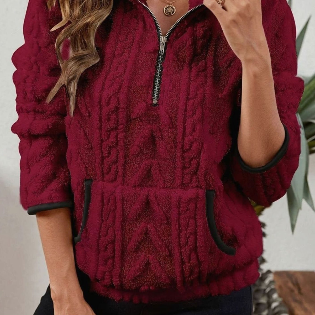 Evelyn | Textured Half-Zip Fleece