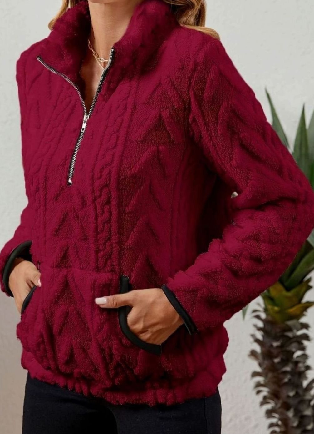 Evelyn | Textured Half-Zip Fleece