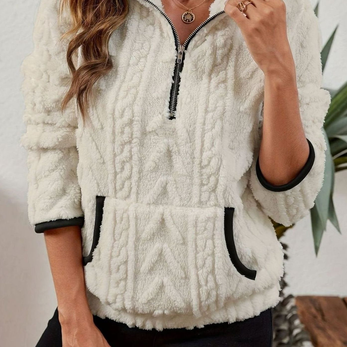 Evelyn | Textured Half-Zip Fleece